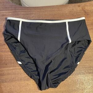 CALIA Womens Black High Waisted Piped Contrast Trim Swim Bottoms XL
